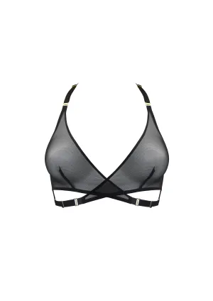 Art Deco Mesh Black Wrap Bra