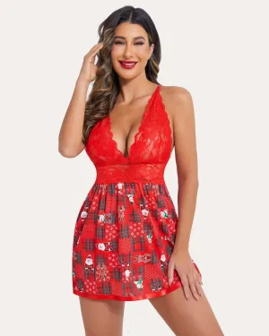 Christmas Lace Babydoll Lingerie