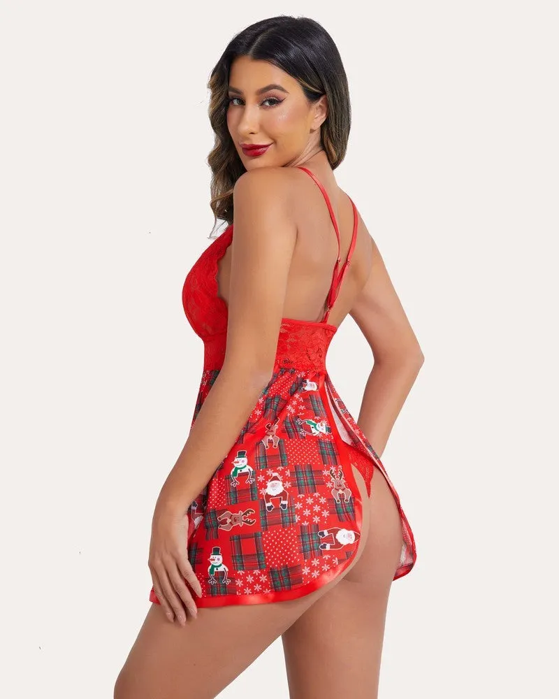 Christmas Lace Babydoll Lingerie