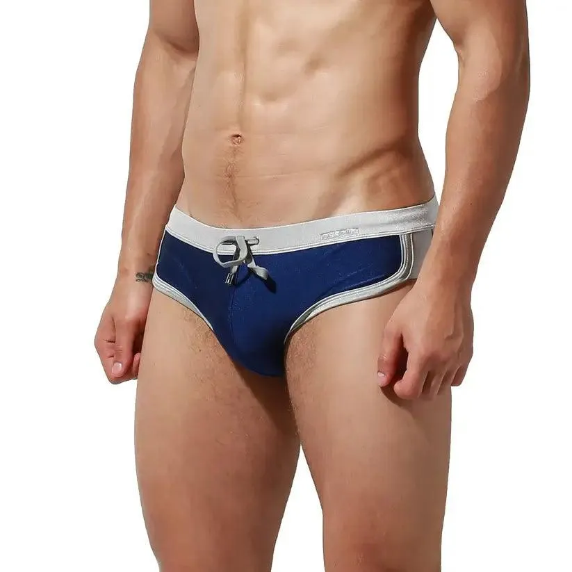 DESMIIT Men's Low Waist Swim Briefs with Removable Pad Bikini