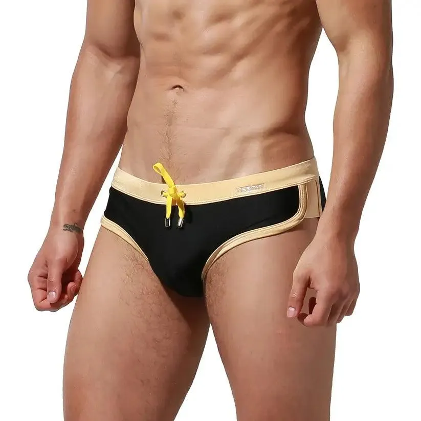 DESMIIT Men's Low Waist Swim Briefs with Removable Pad Bikini