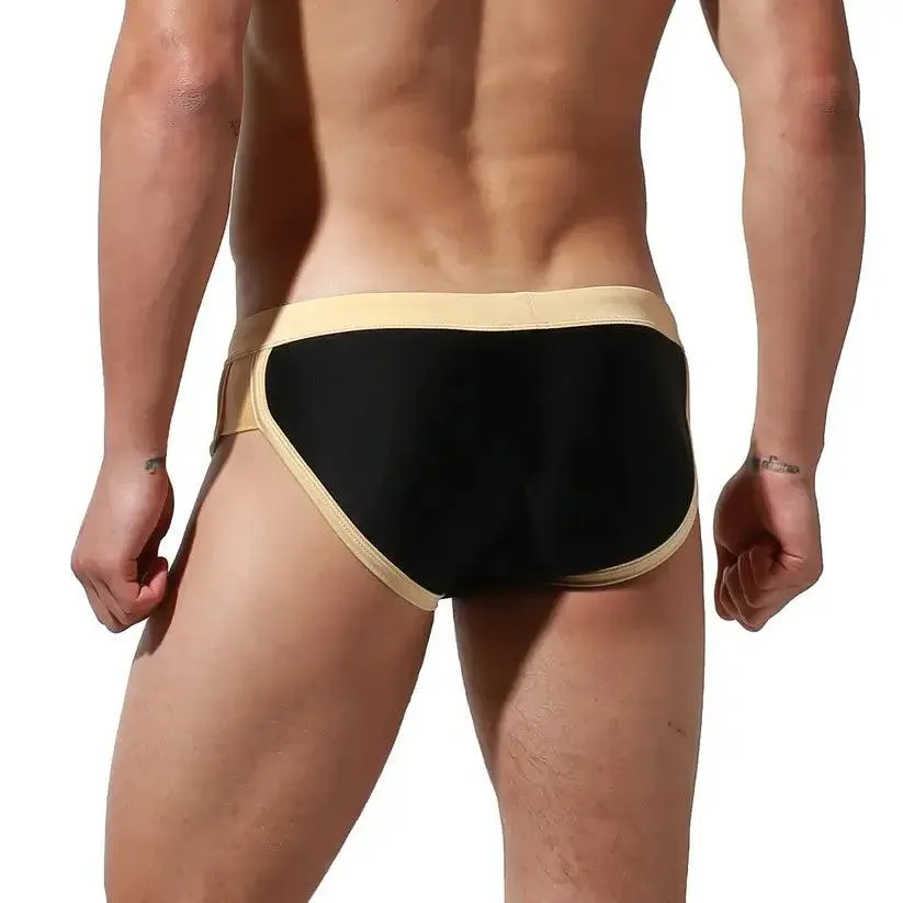 DESMIIT Men's Low Waist Swim Briefs with Removable Pad Bikini