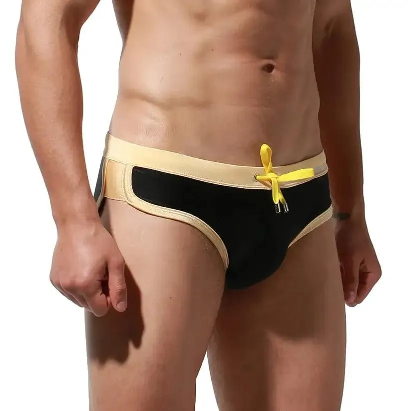 DESMIIT Men's Low Waist Swim Briefs with Removable Pad Bikini