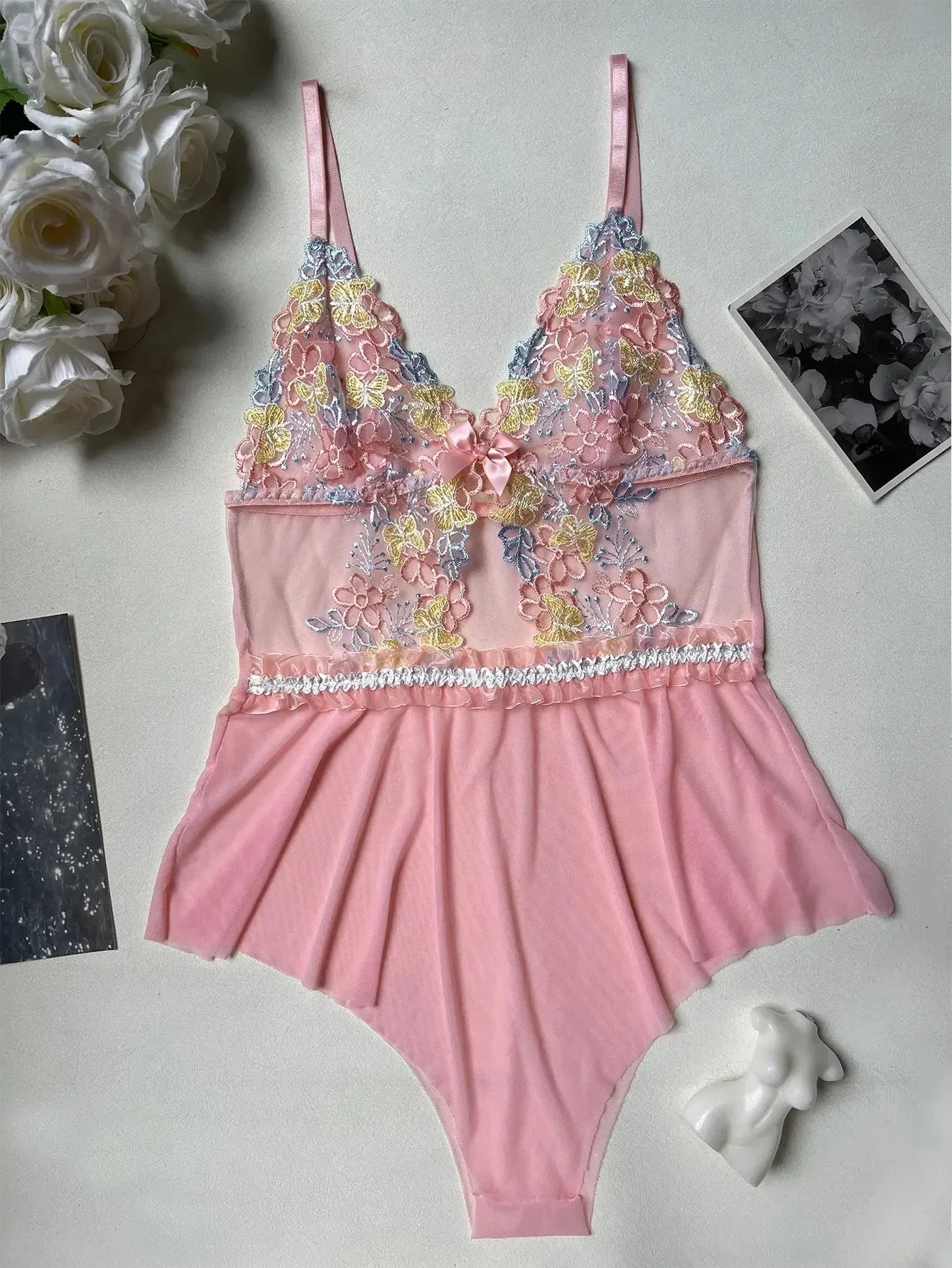 Fancy Mesh Skirt Lingerie Set