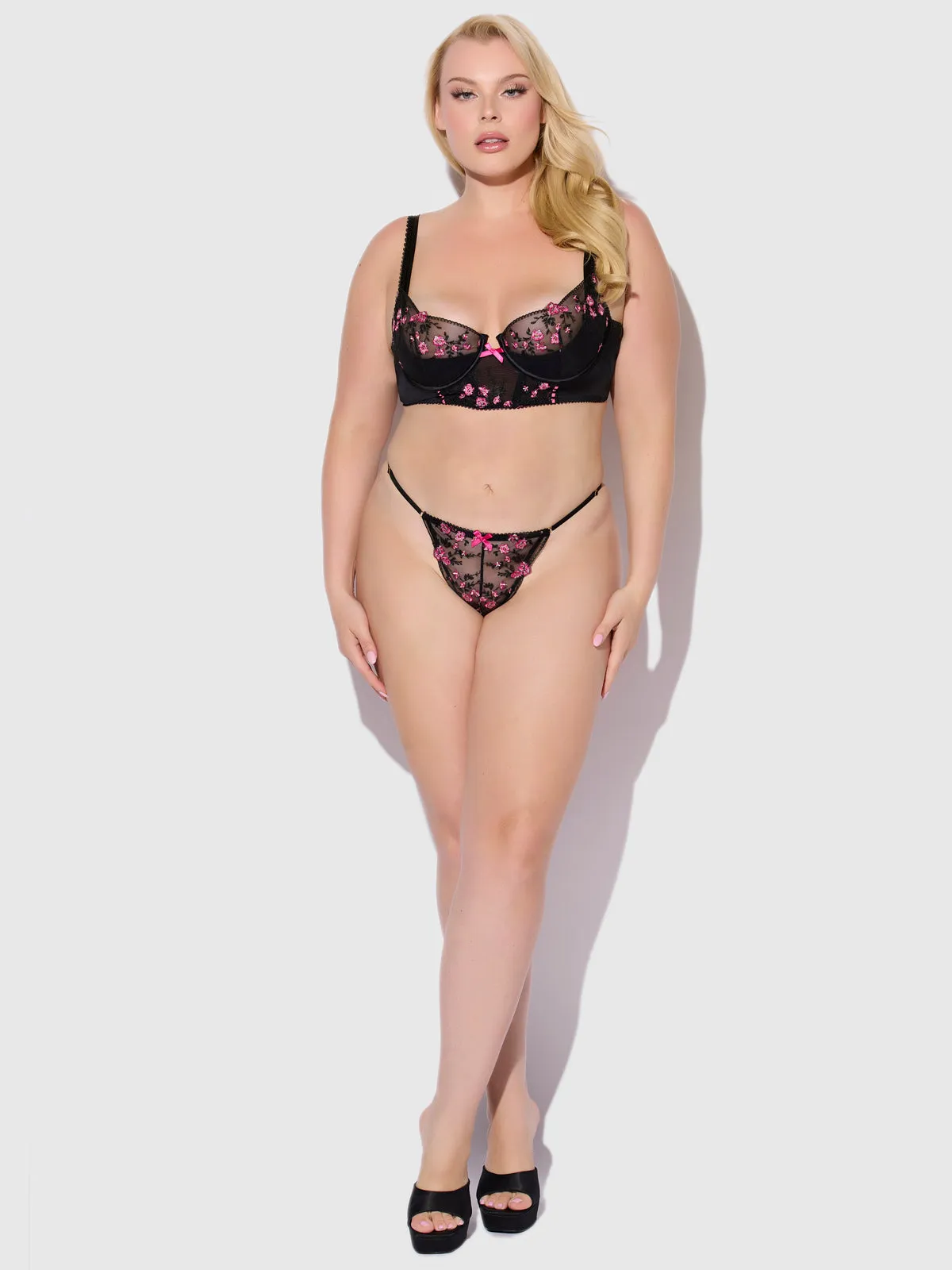 Harlow Embroidered Mesh & Elastic G-String