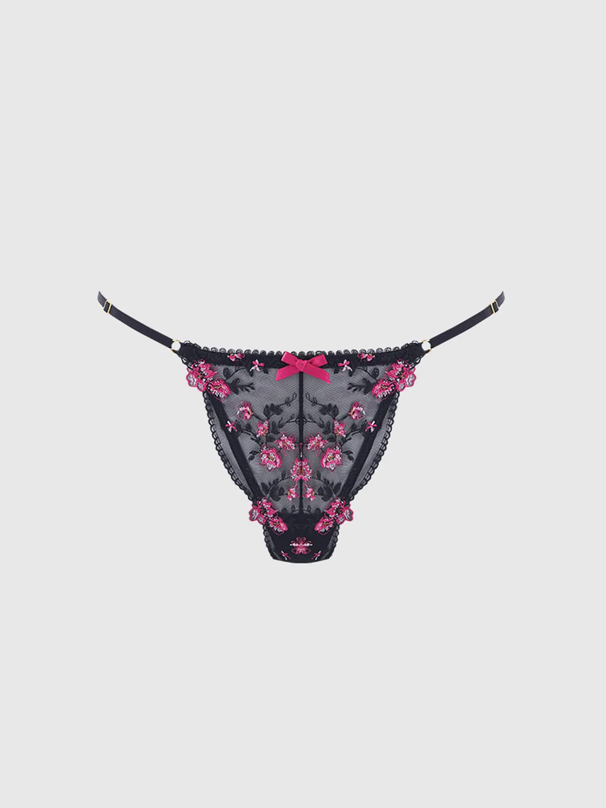 Harlow Embroidered Mesh & Elastic G-String