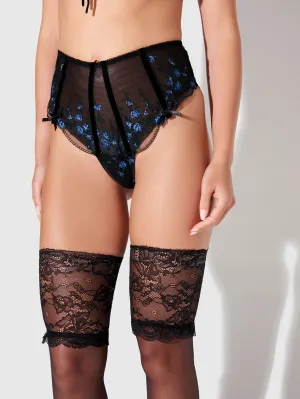 Harlow Embroidered Mesh Lace Up Backless Cheeky