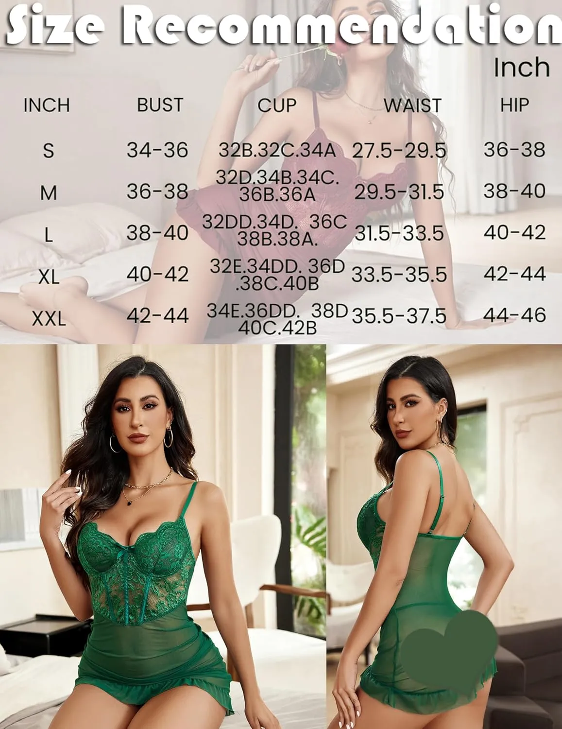 Lace Babydoll Ruffle Hem Hip Dress