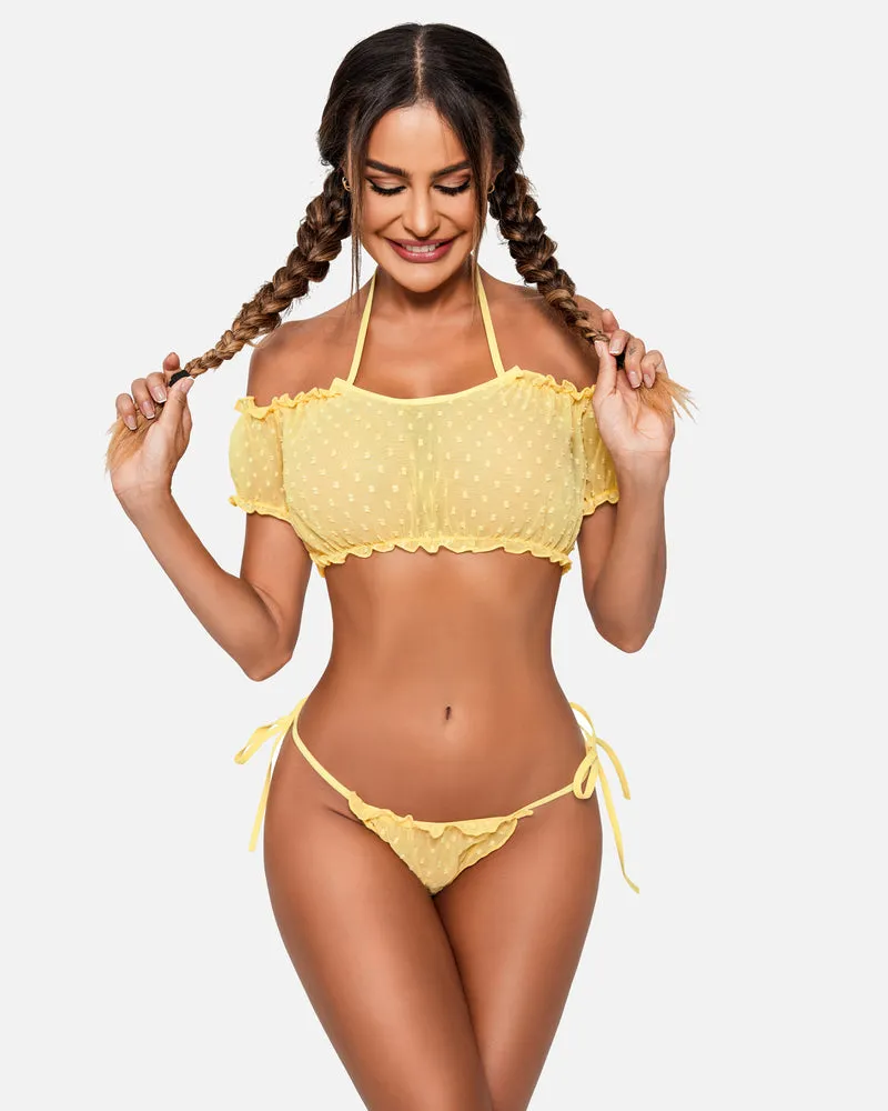Lace Ruffle Bra and Panty Set