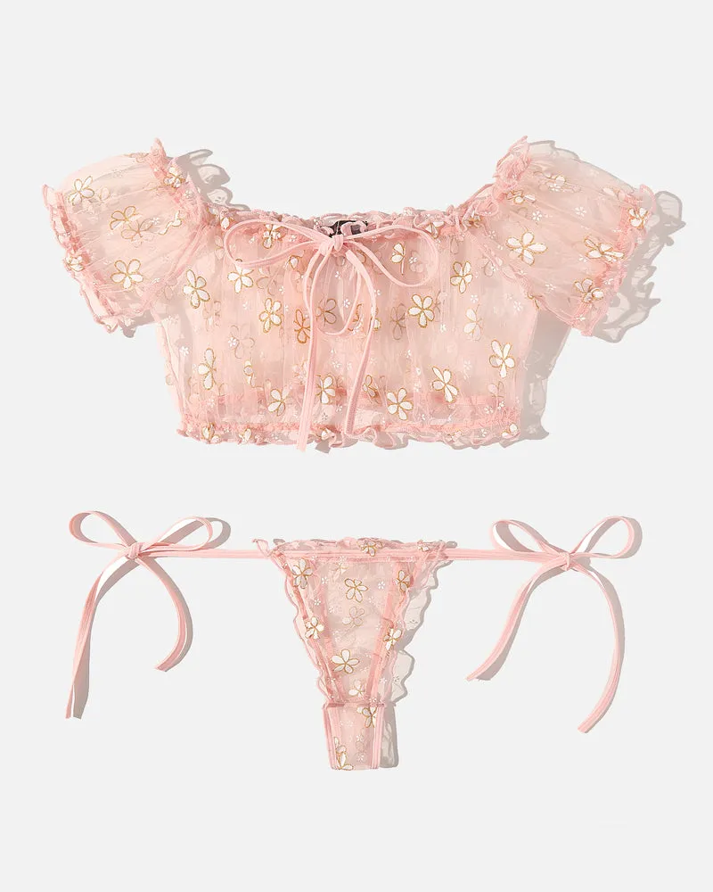 Lace Ruffle Bra and Panty Set