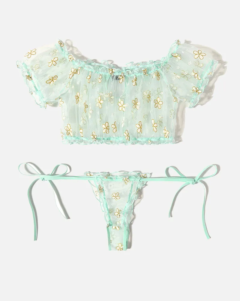 Lace Ruffle Bra and Panty Set