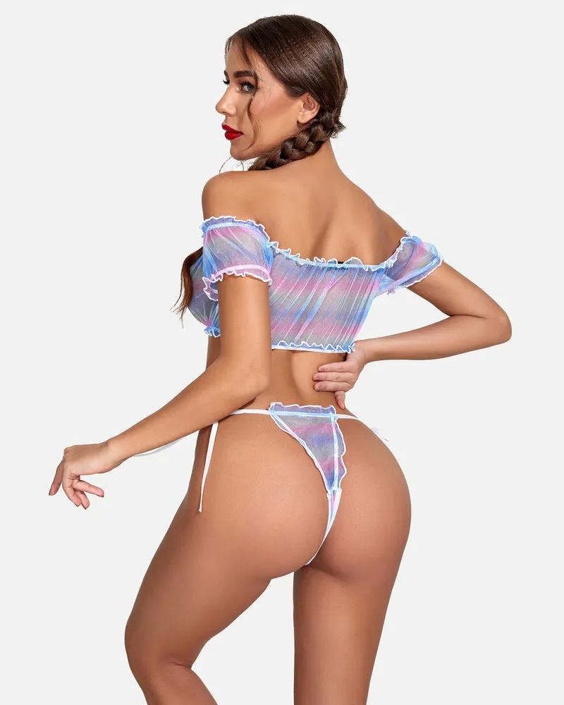 Lace Ruffle Bra and Panty Set