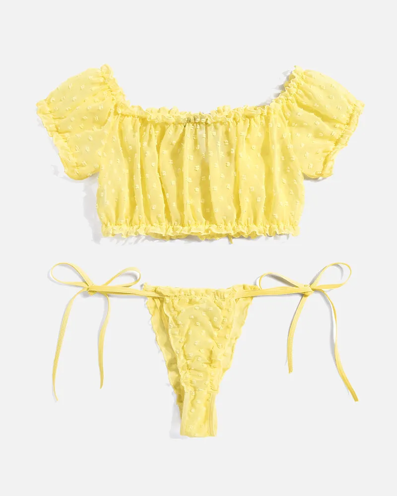 Lace Ruffle Bra and Panty Set