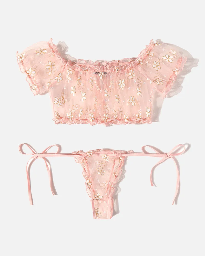 Lace Ruffle Bra and Panty Set