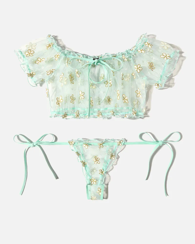 Lace Ruffle Bra and Panty Set