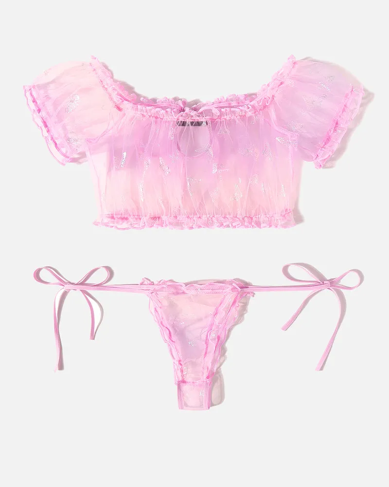 Lace Ruffle Bra and Panty Set