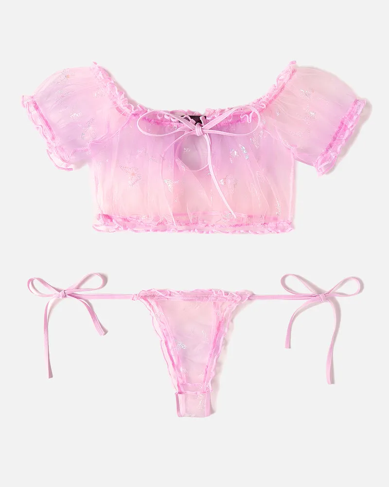 Lace Ruffle Bra and Panty Set
