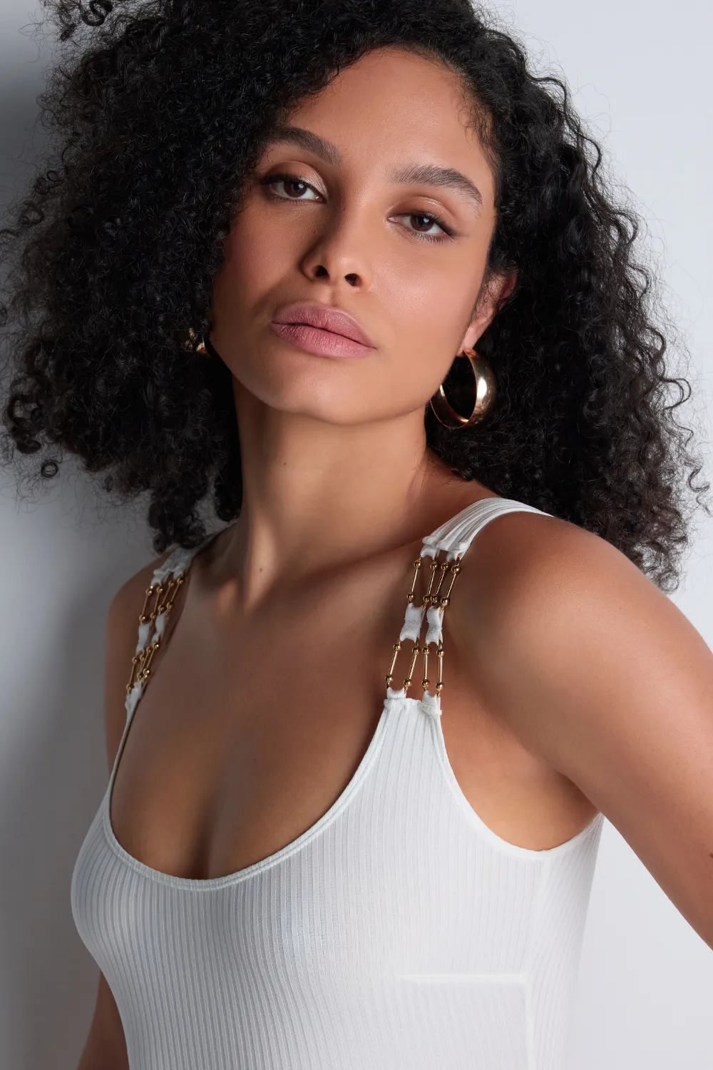 Les Bodys Ribbed Knit Bodysuit in Opale