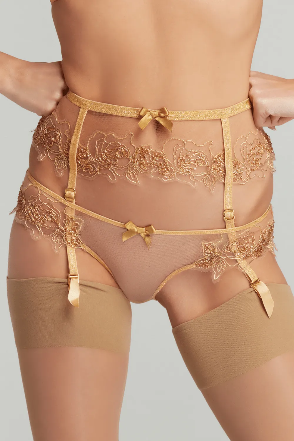 Lindie Suspender Belt Gold, Size 5 (UK 14)