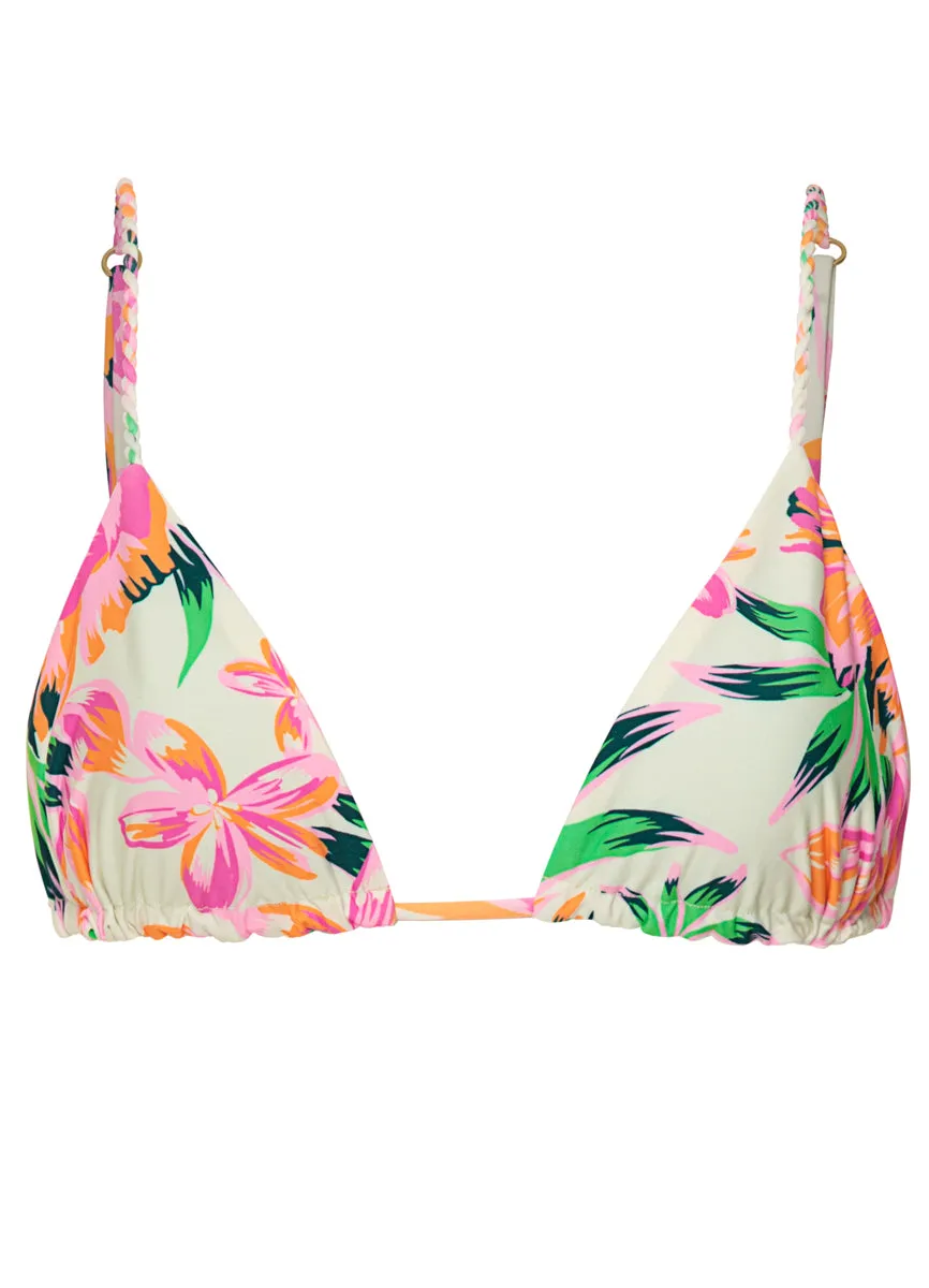 Maaji Bubbly Blossom Palm Glow Upbraid Sliding Triangle Bikini Top