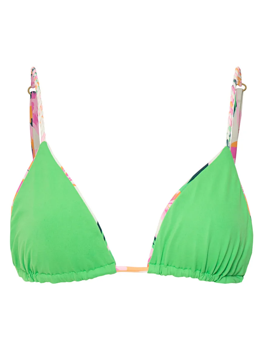 Maaji Bubbly Blossom Palm Glow Upbraid Sliding Triangle Bikini Top