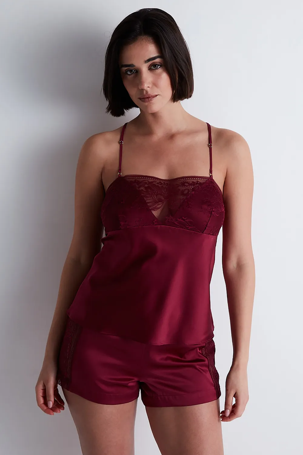 Midnight Whisper Silk Top Crimson Red