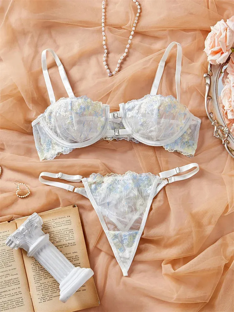 #PB Lace Lingerie Floral Set