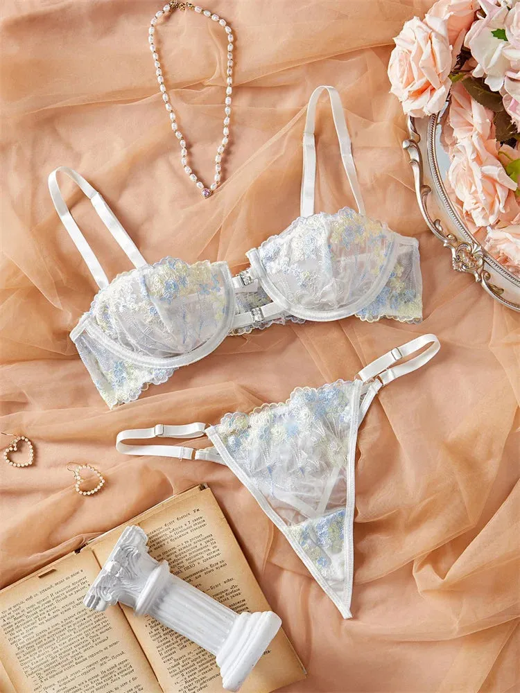 #PB Lace Lingerie Floral Set