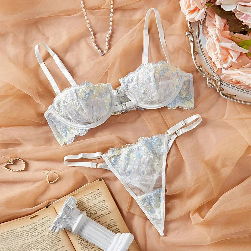 #PB Lace Lingerie Floral Set
