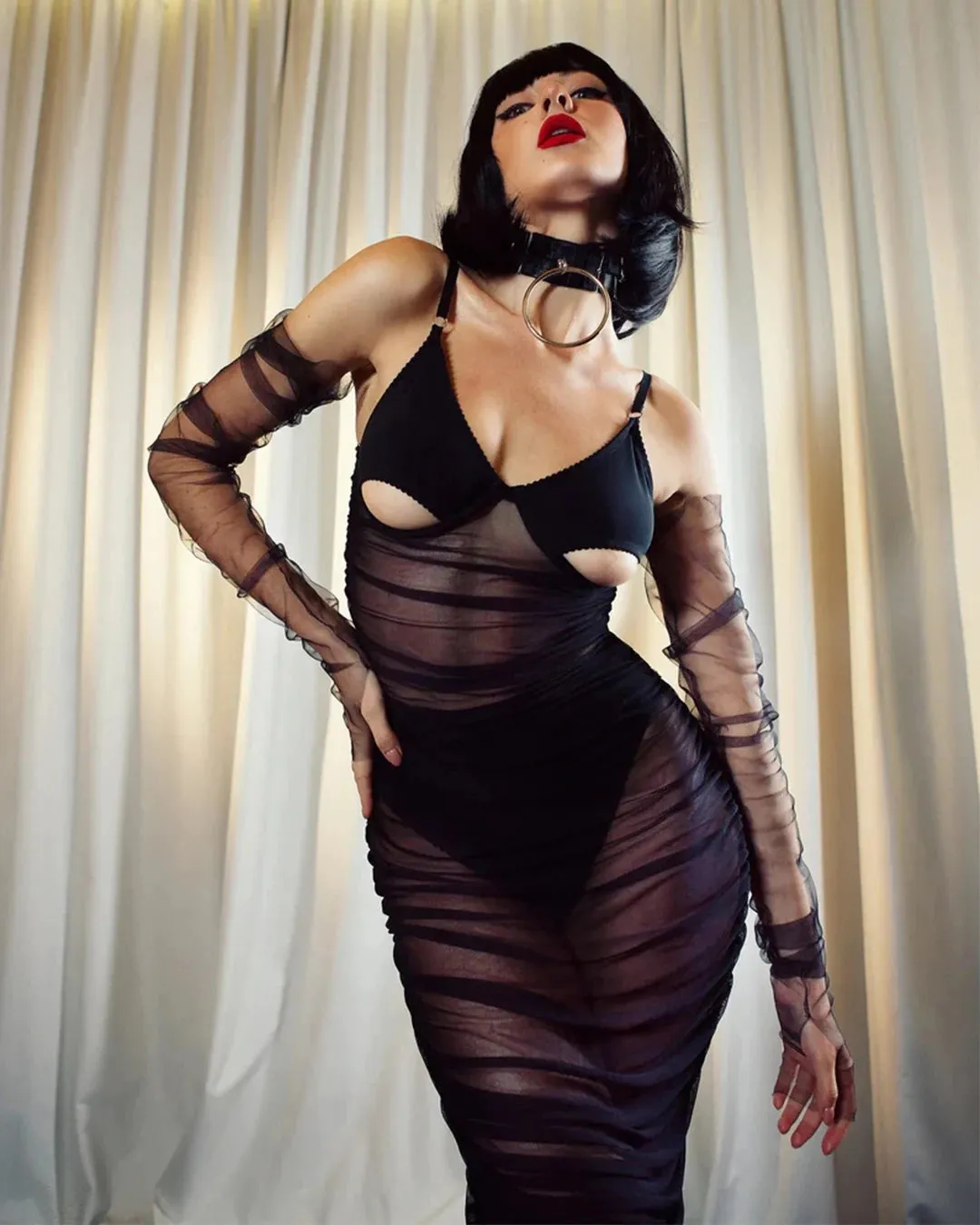 #PB Ruffles Mesh Long Dress