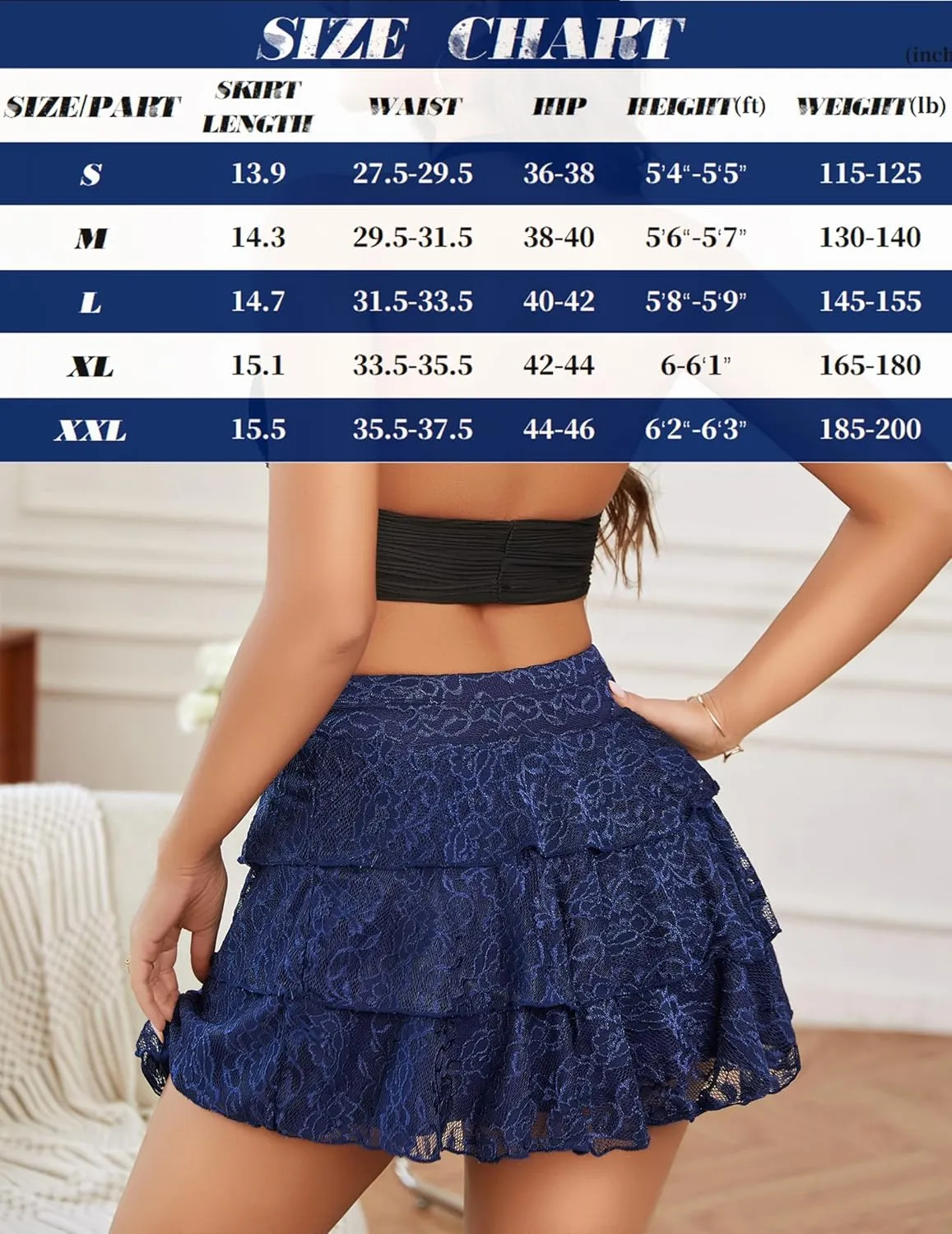 Pleated Mini Skirt Lace Ruffles Short Skirt