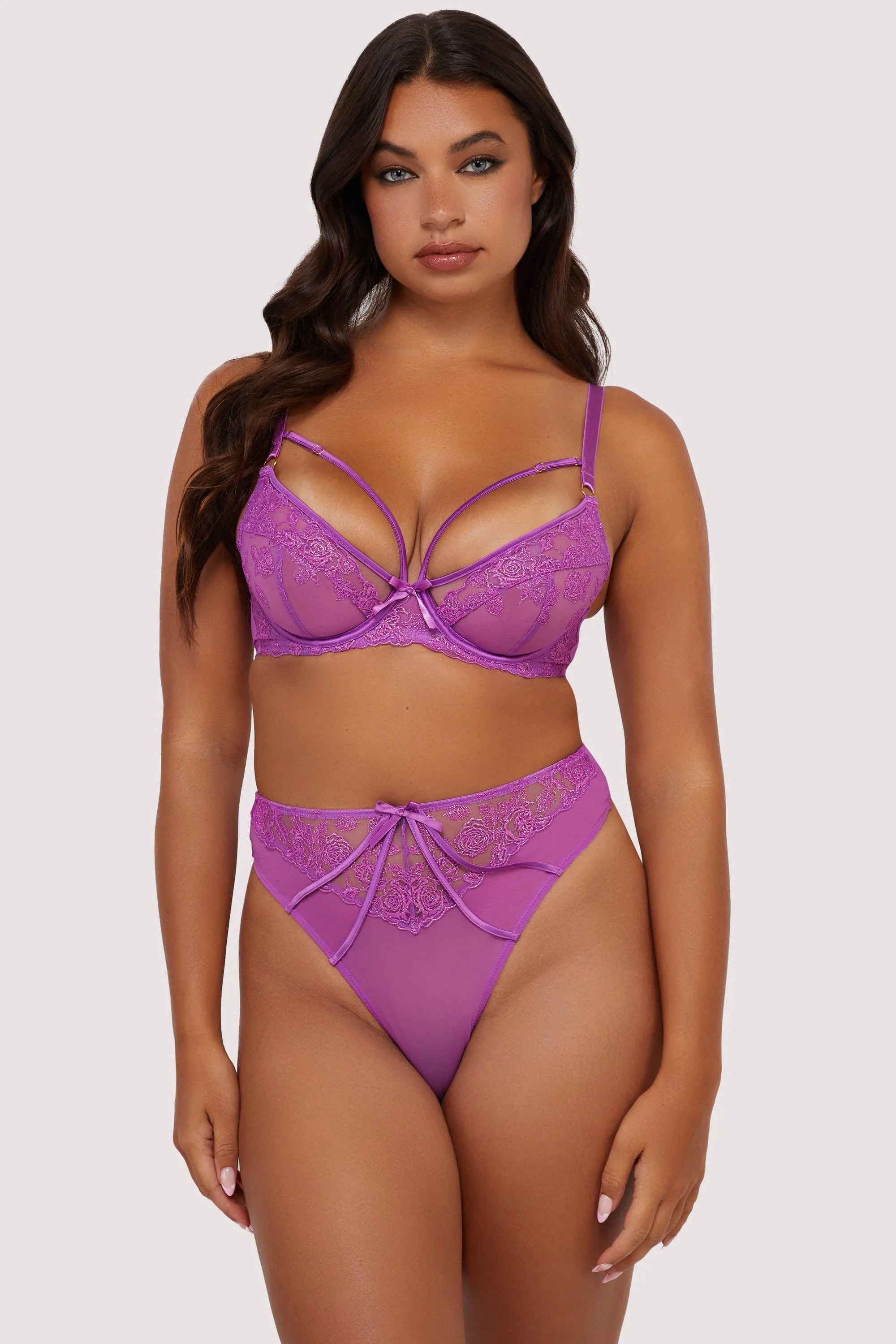 Rosanna Purple Long Line Plunge Bra