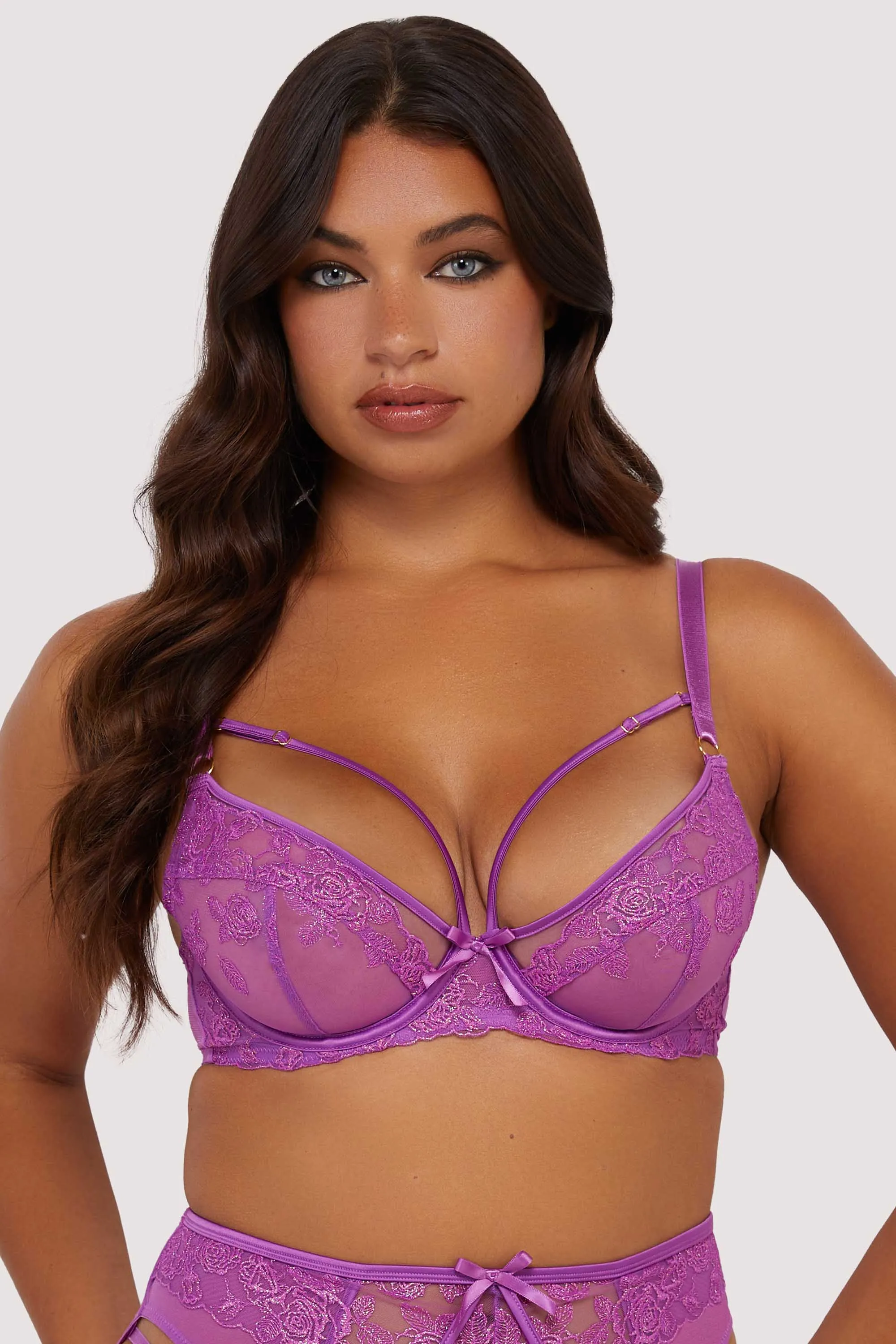 Rosanna Purple Long Line Plunge Bra
