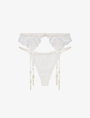 Rose Lace Thong & Garter Set