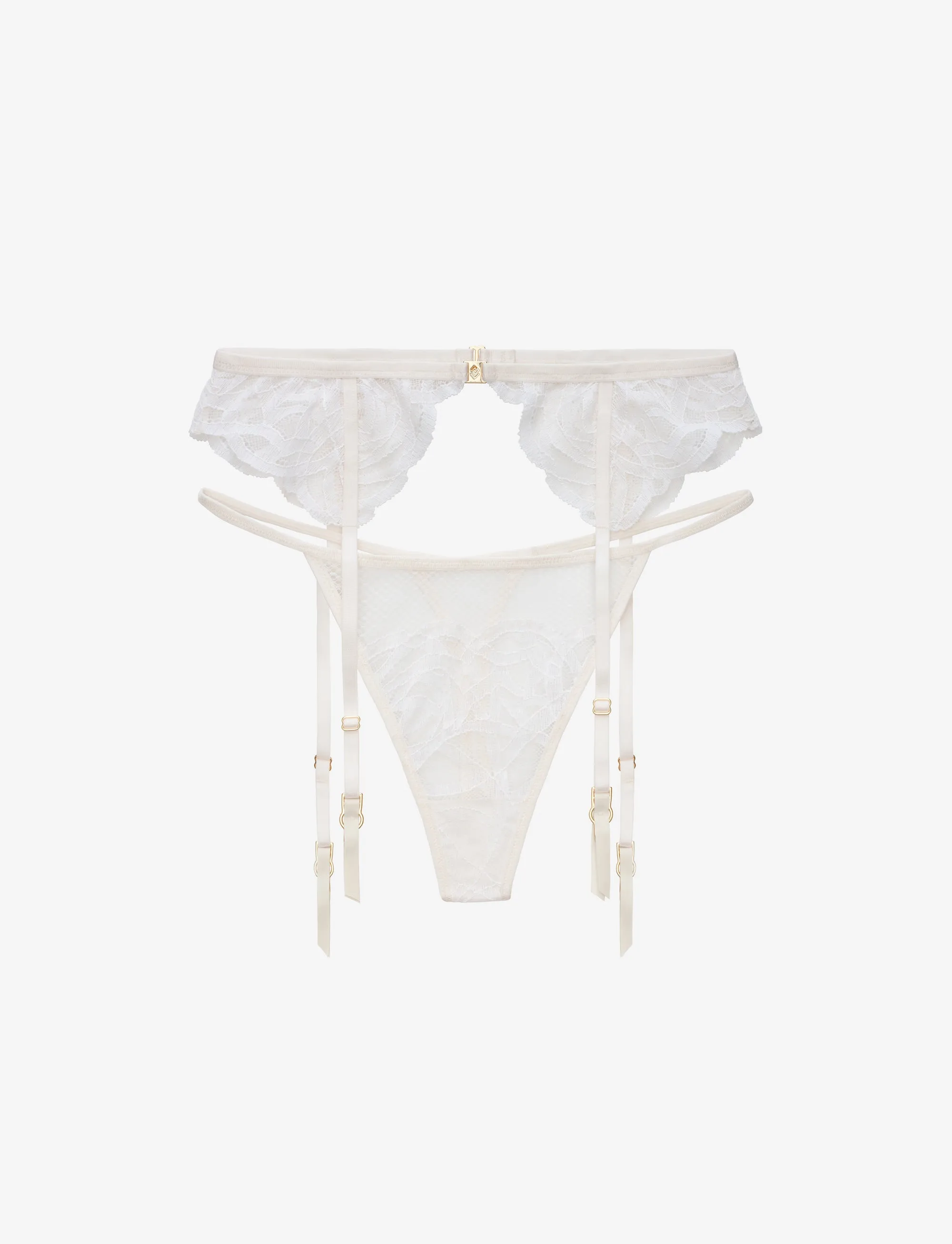 Rose Lace Thong & Garter Set