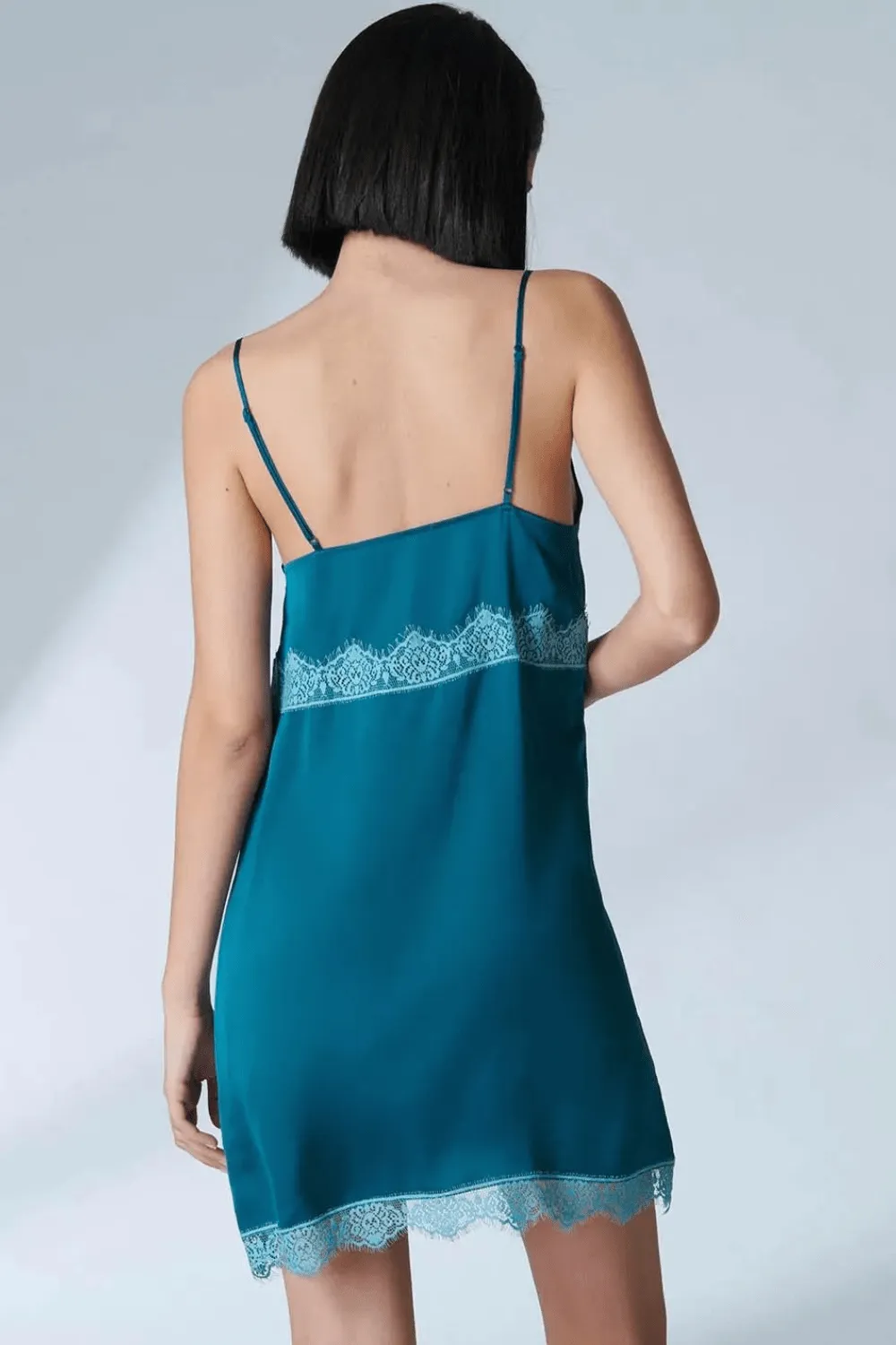 Satin Secrets Nightdress Cyan Blue, Size 2 (UK 10-12)
