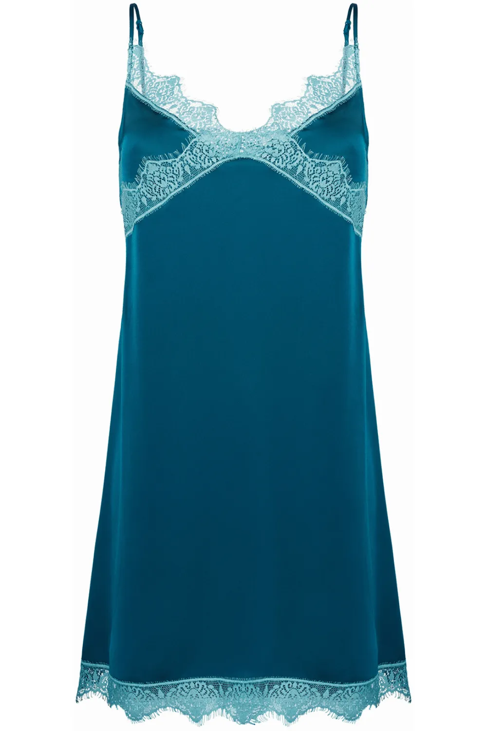 Satin Secrets Nightdress Cyan Blue, Size 2 (UK 10-12)