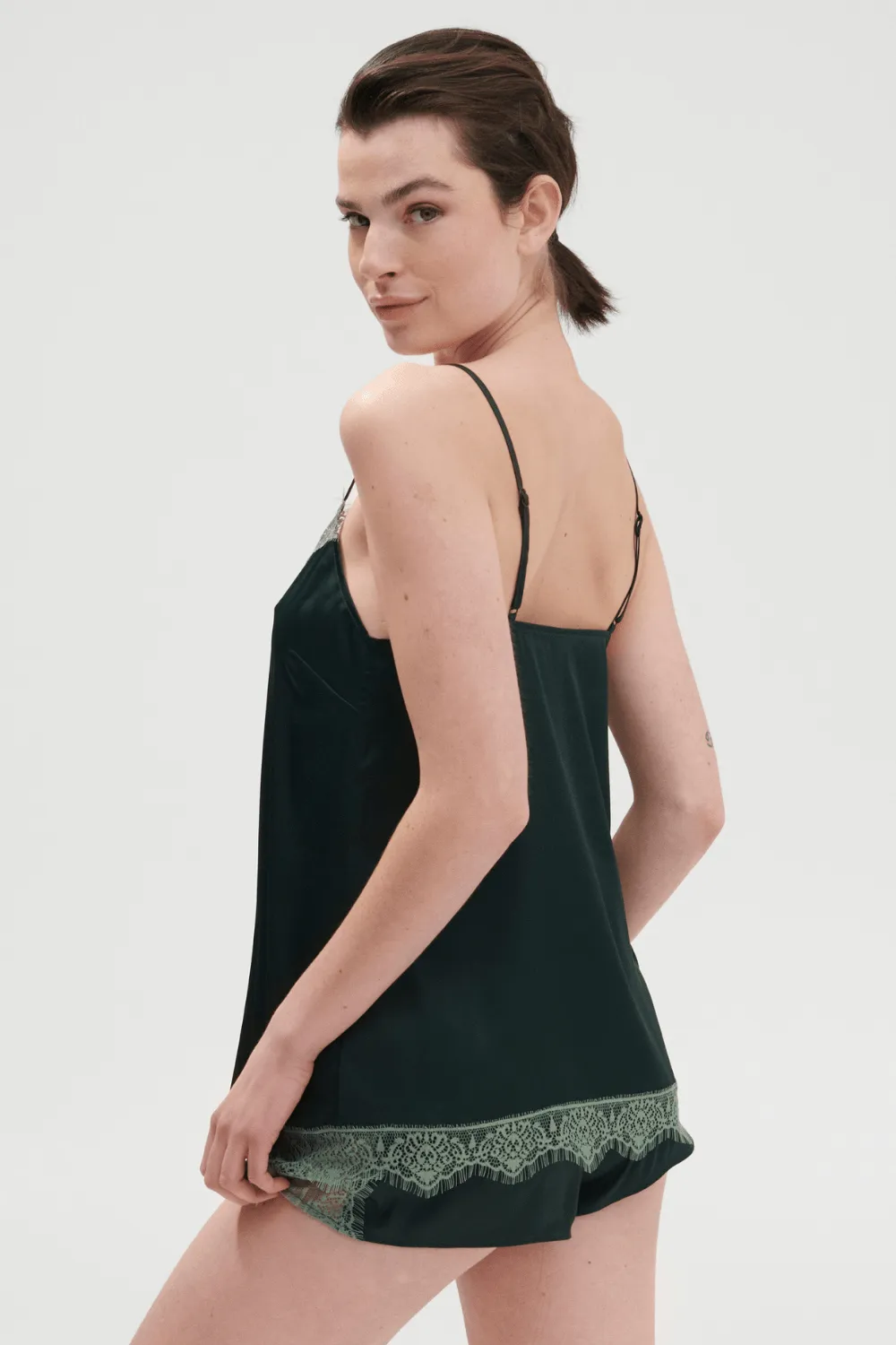 Satin Secrets Short Kolsai Green