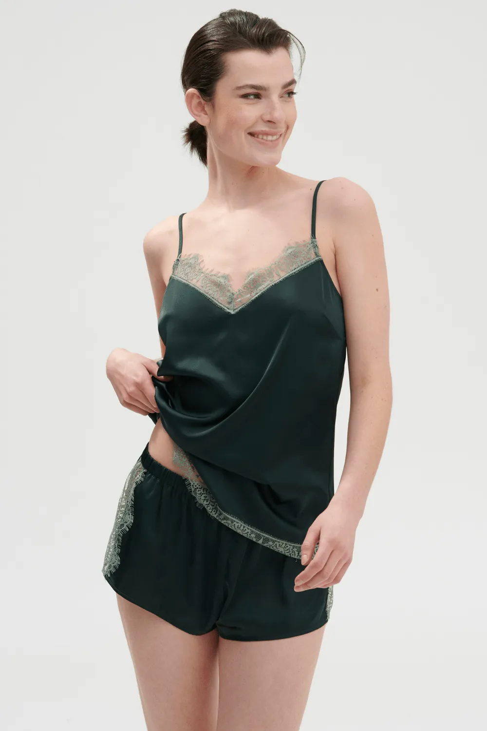 Satin Secrets Short Kolsai Green