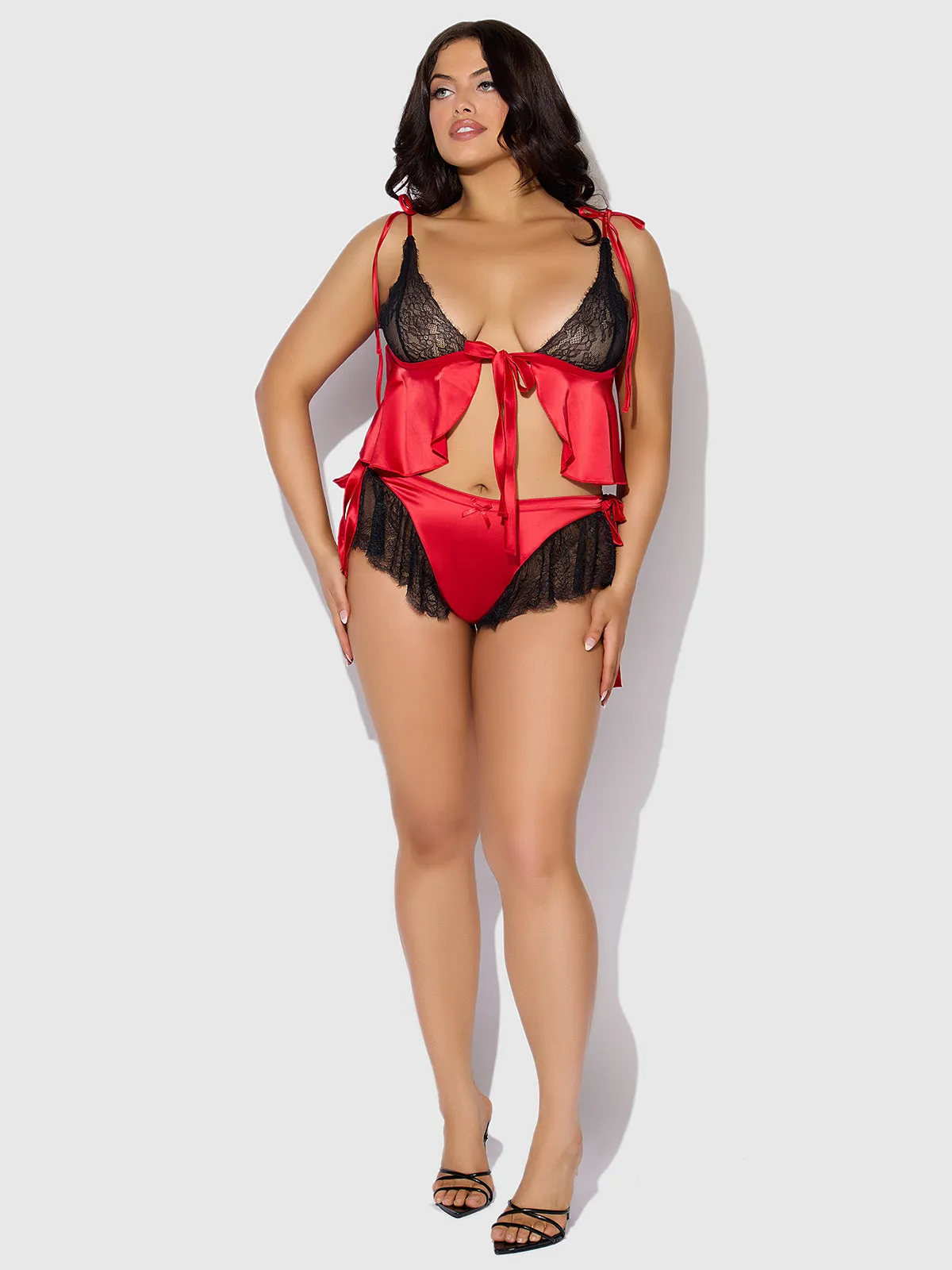 Scarlett Satin Sleep Tie Cami & Shorty Set