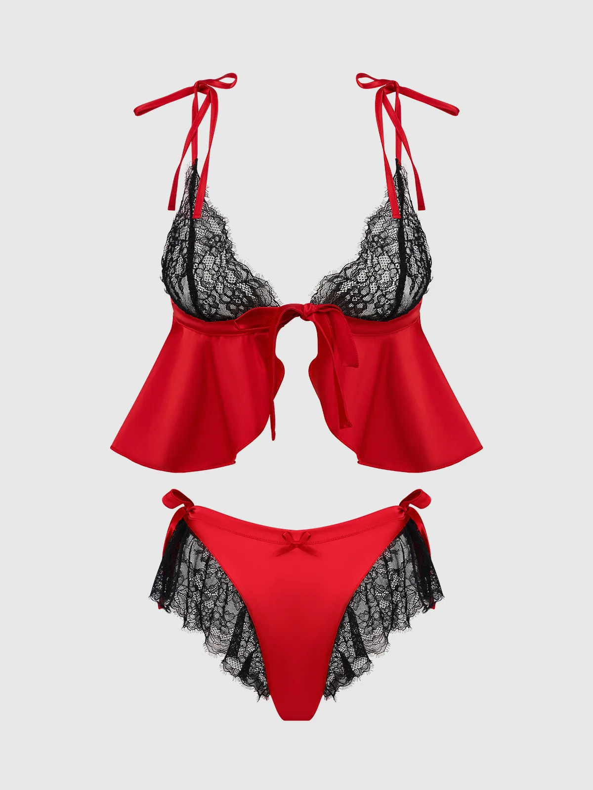 Scarlett Satin Sleep Tie Cami & Shorty Set