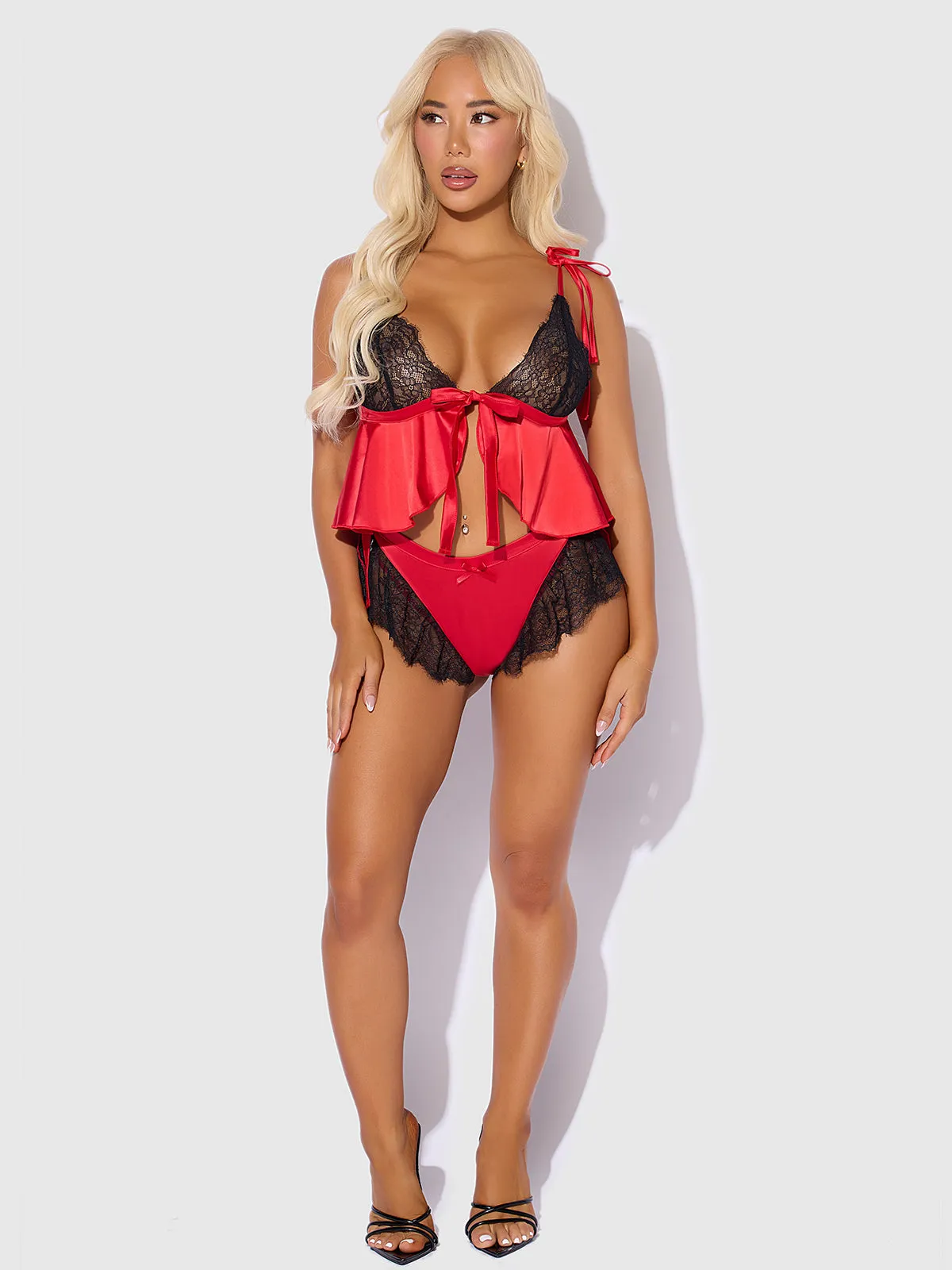 Scarlett Satin Sleep Tie Cami & Shorty Set