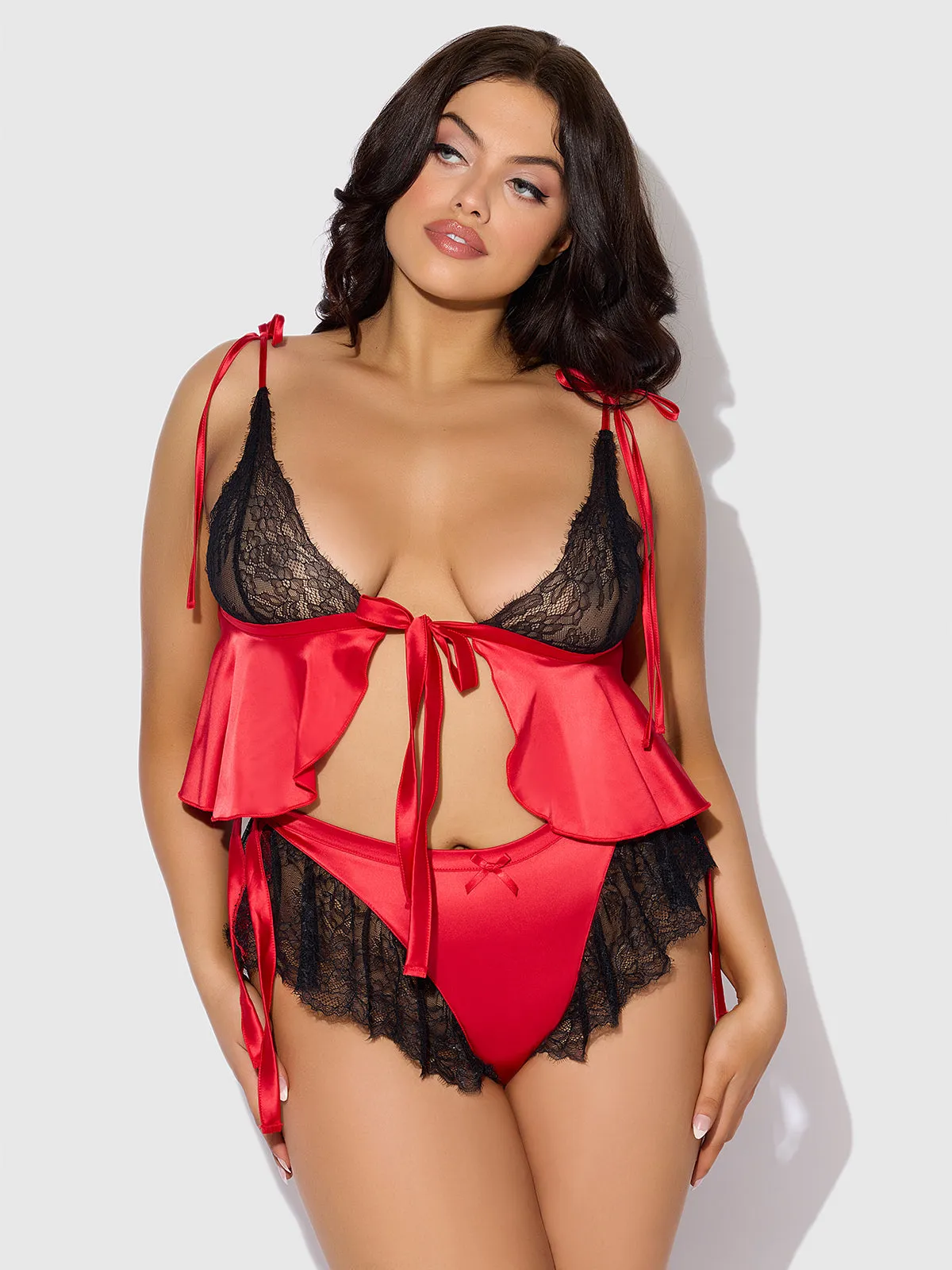 Scarlett Satin Sleep Tie Cami & Shorty Set
