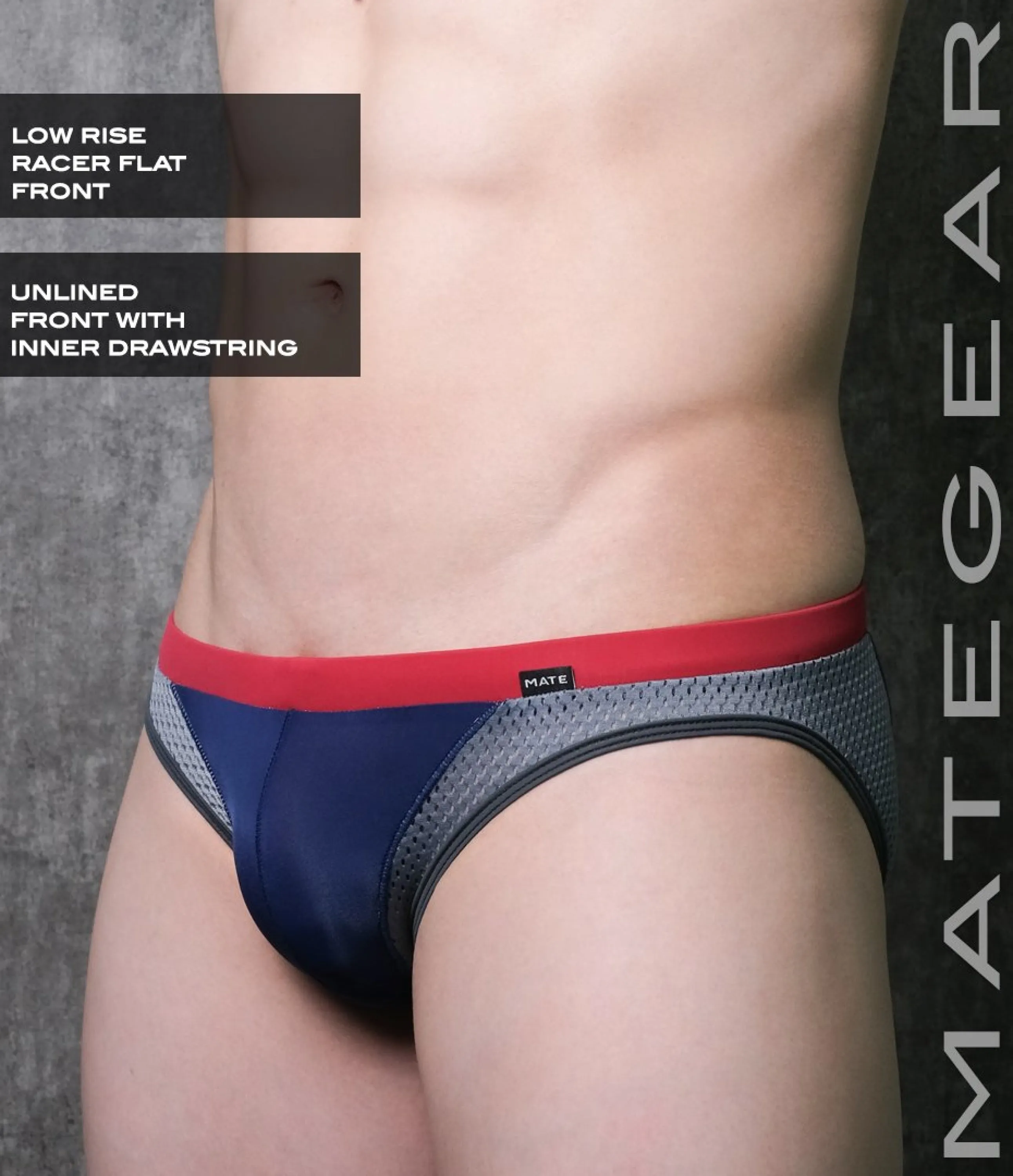 Sexy Mens Swimwear Ultra Swim Racer Bikini - Tak Jae (Low Rise Flat Front / With Drawstring)