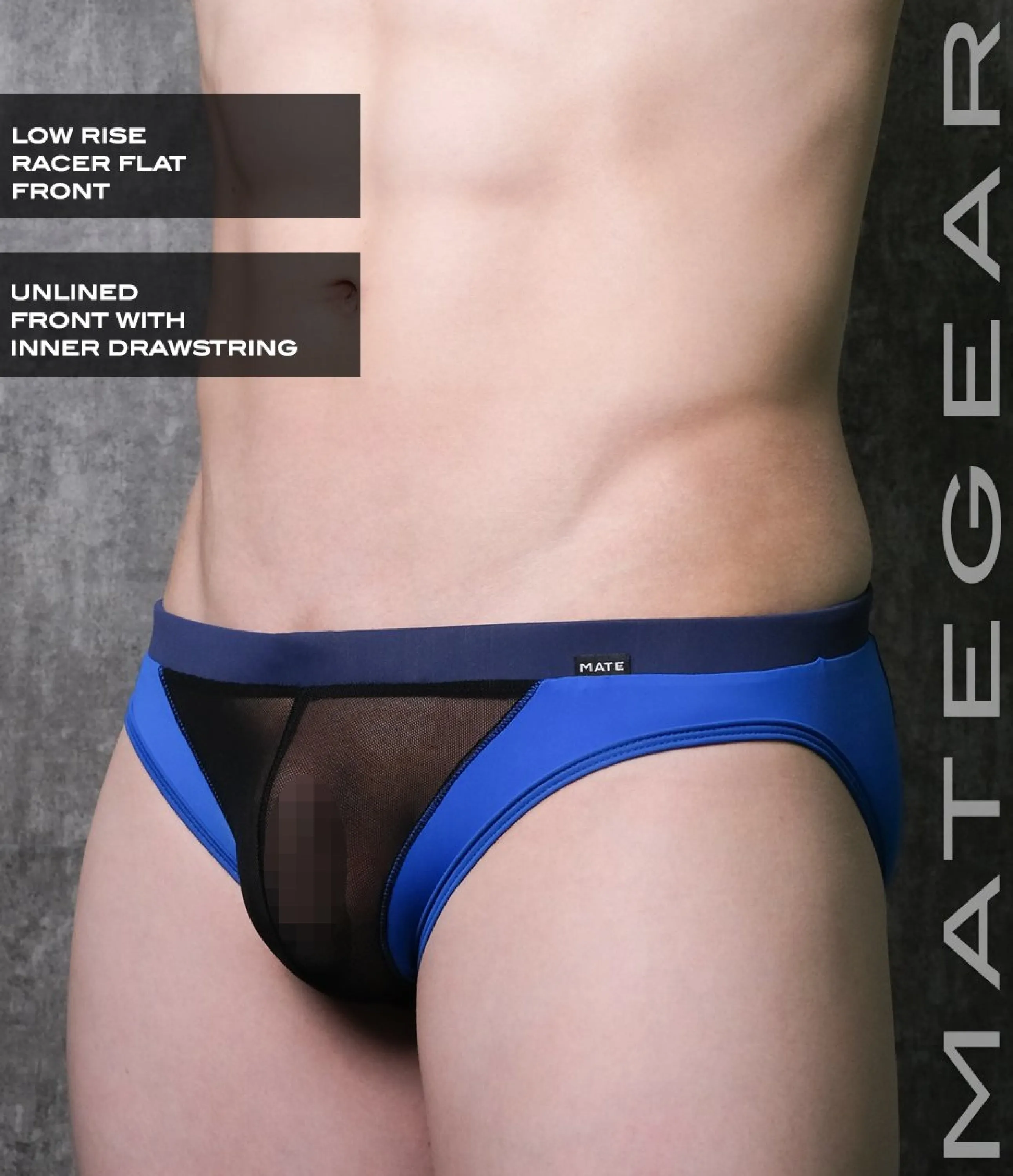 Sexy Mens Swimwear Ultra Swim Racer Bikini - Tak Jae (Low Rise Flat Front / With Drawstring)
