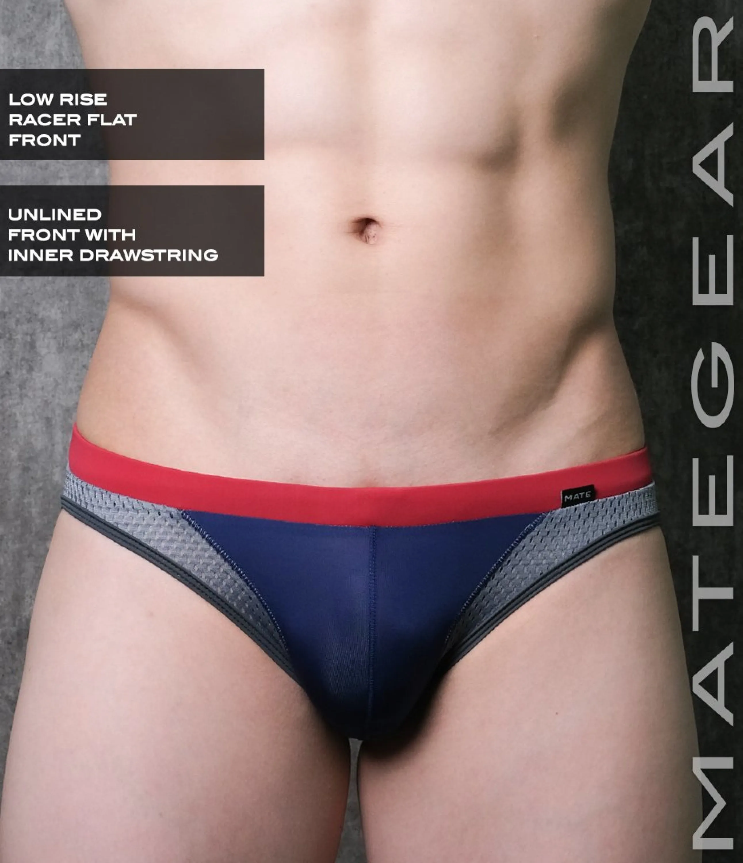 Sexy Mens Swimwear Ultra Swim Racer Bikini - Tak Jae (Low Rise Flat Front / With Drawstring)