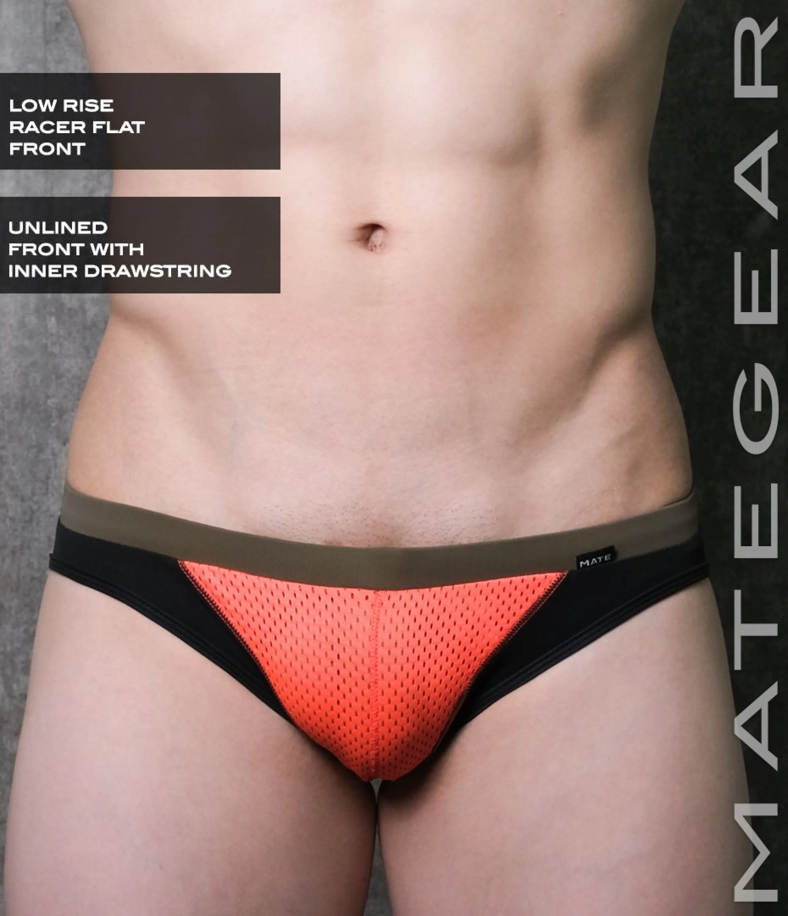 Sexy Mens Swimwear Ultra Swim Racer Bikini - Tak Jae (Low Rise Flat Front / With Drawstring)
