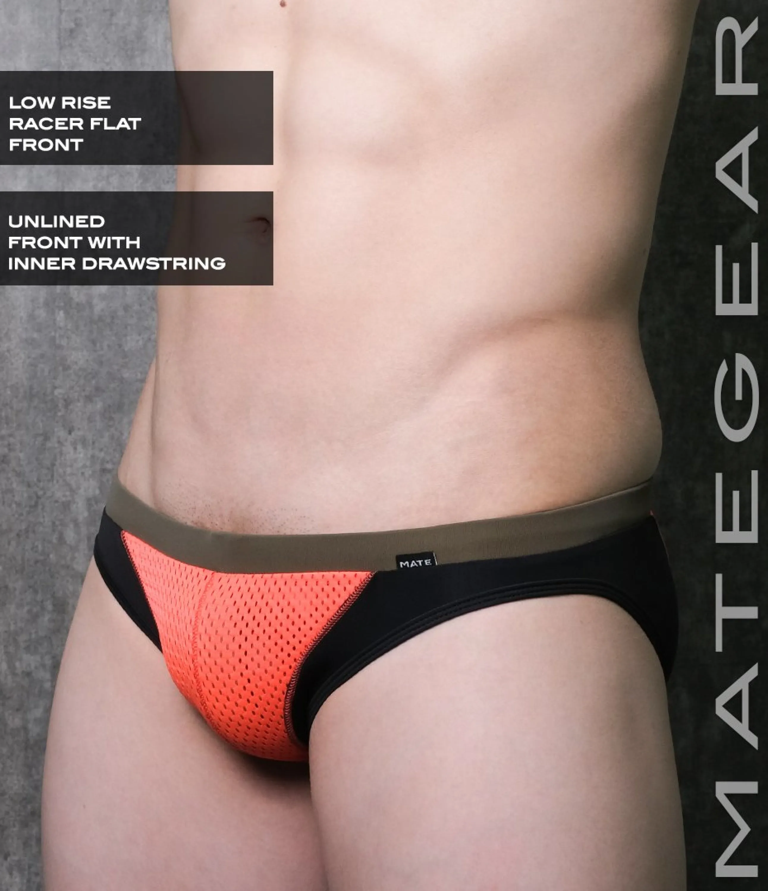 Sexy Mens Swimwear Ultra Swim Racer Bikini - Tak Jae (Low Rise Flat Front / With Drawstring)