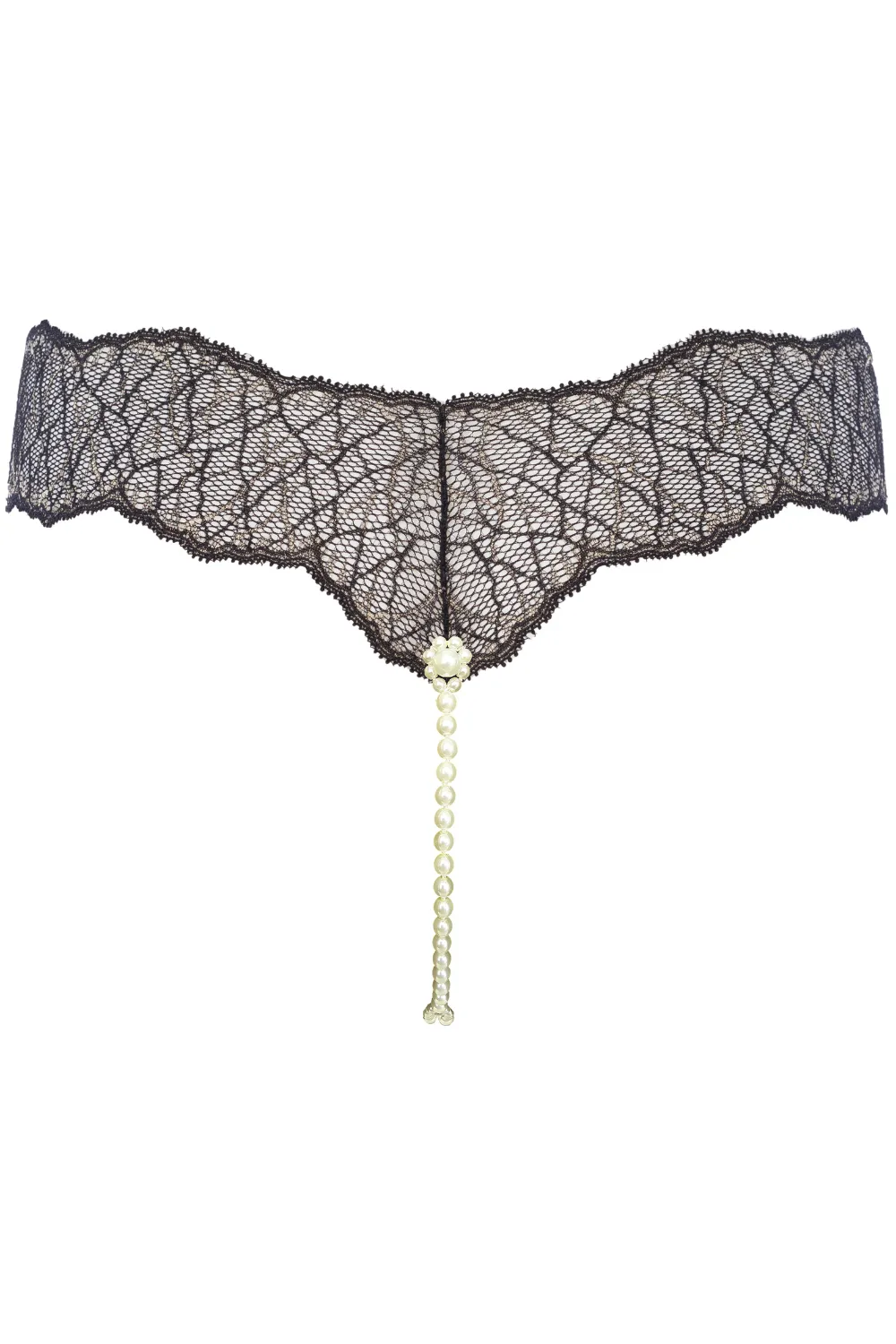 Sydney Daisy Double Pearl Thong in Black