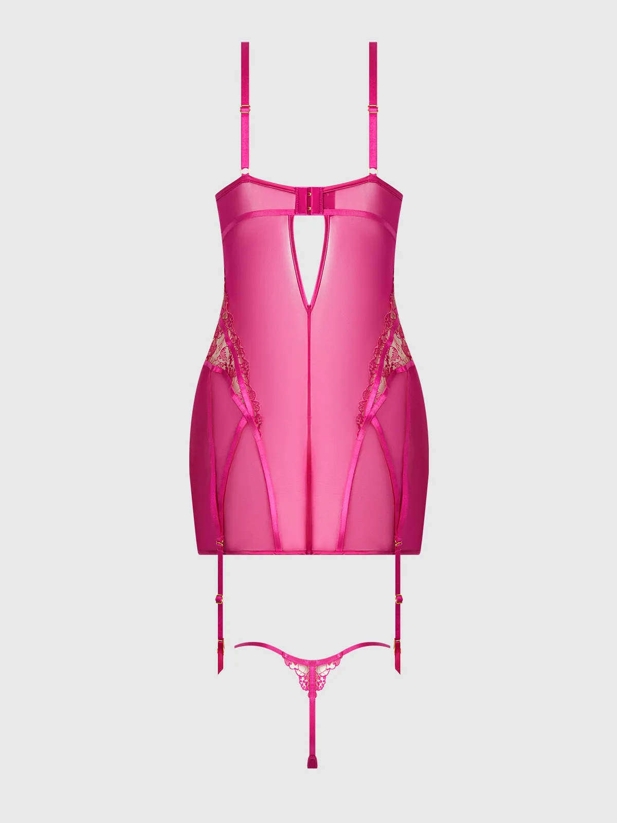 Venus Lace Strappy Chemise & G-String Set